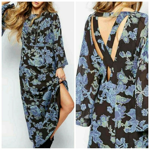 Free People Floral Bohemian Melrose Maxi Dress Night Combo Size 4 - Picture 3 of 7